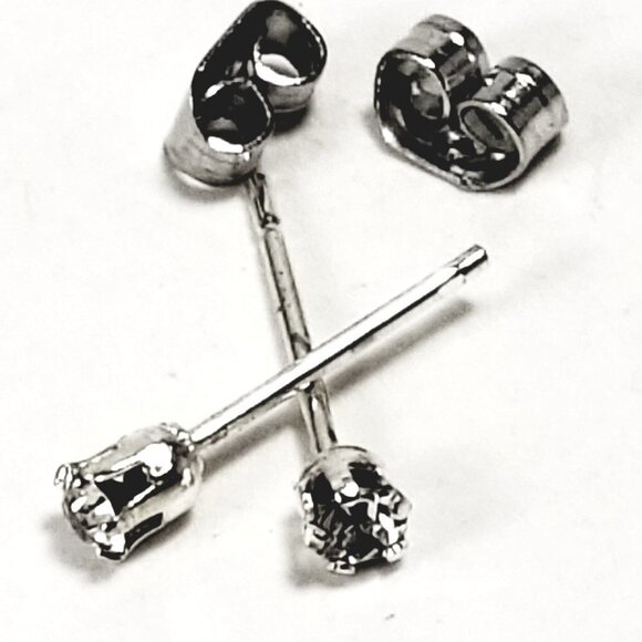Swarovski Crystal Element - Stlg Silver Overlay Clear Stone "Tiny" Stud Earrings - Picture 7 of 11